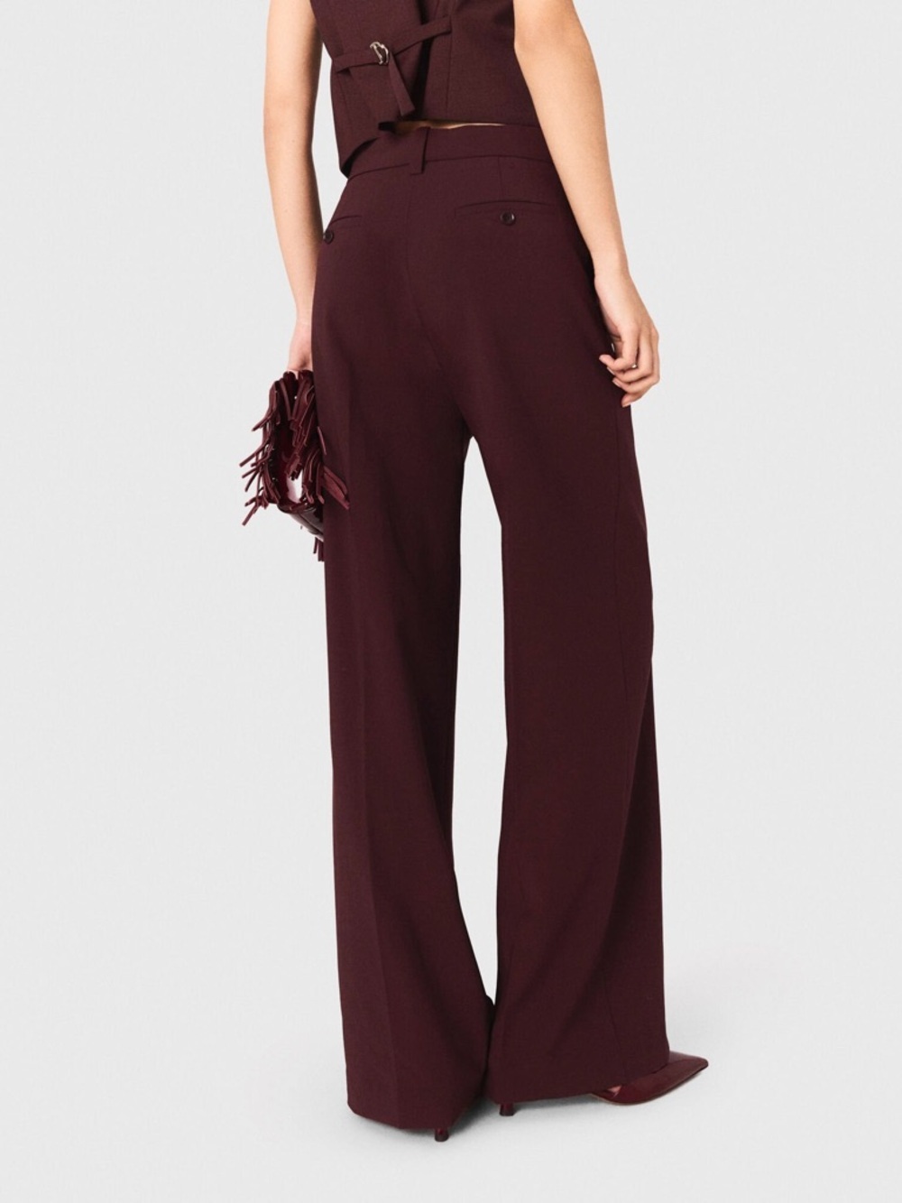 Autumn Dress Pants Maje Tailored High-Waist Interview Outfit - Picture 4 of 14